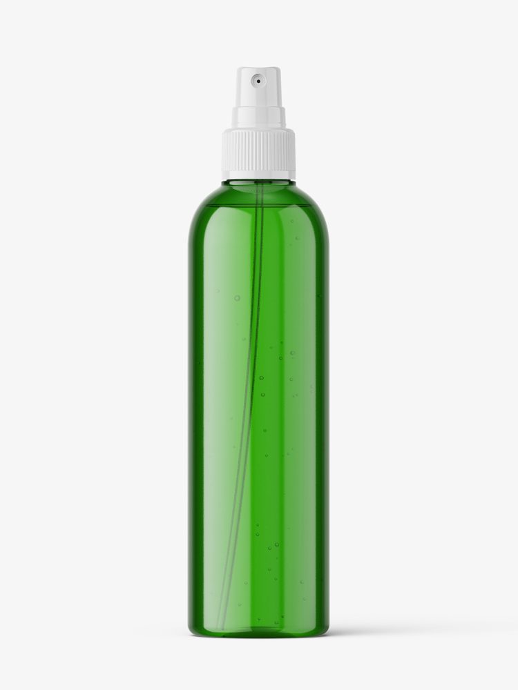 Green bottle with mist spray mockup