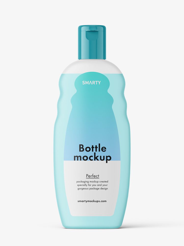 Semi transparent shampoo bottle mockup