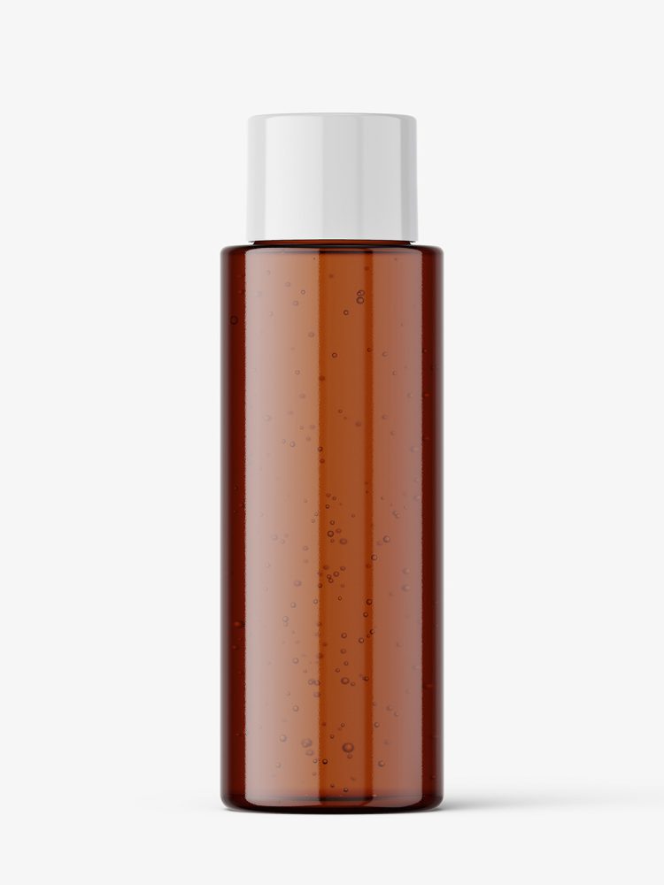 Simple cosmetic round bottle mockup / amber