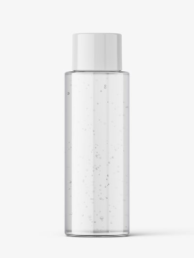 Simple cosmetic round bottle mockup / clear