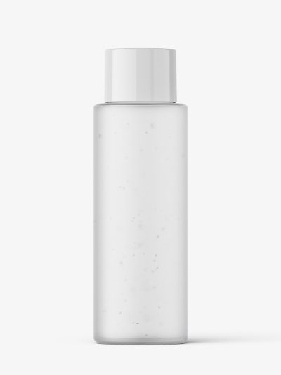 Simple cosmetic round bottle mockup / frosted