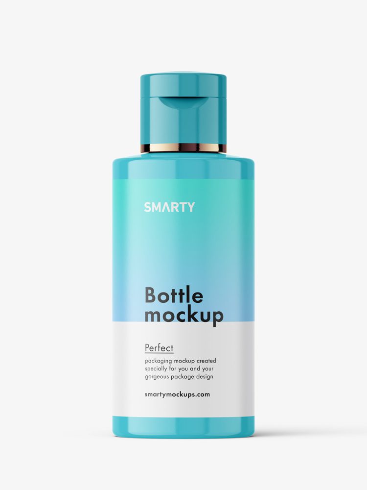 Small bottle with flip top mockup / glossy
