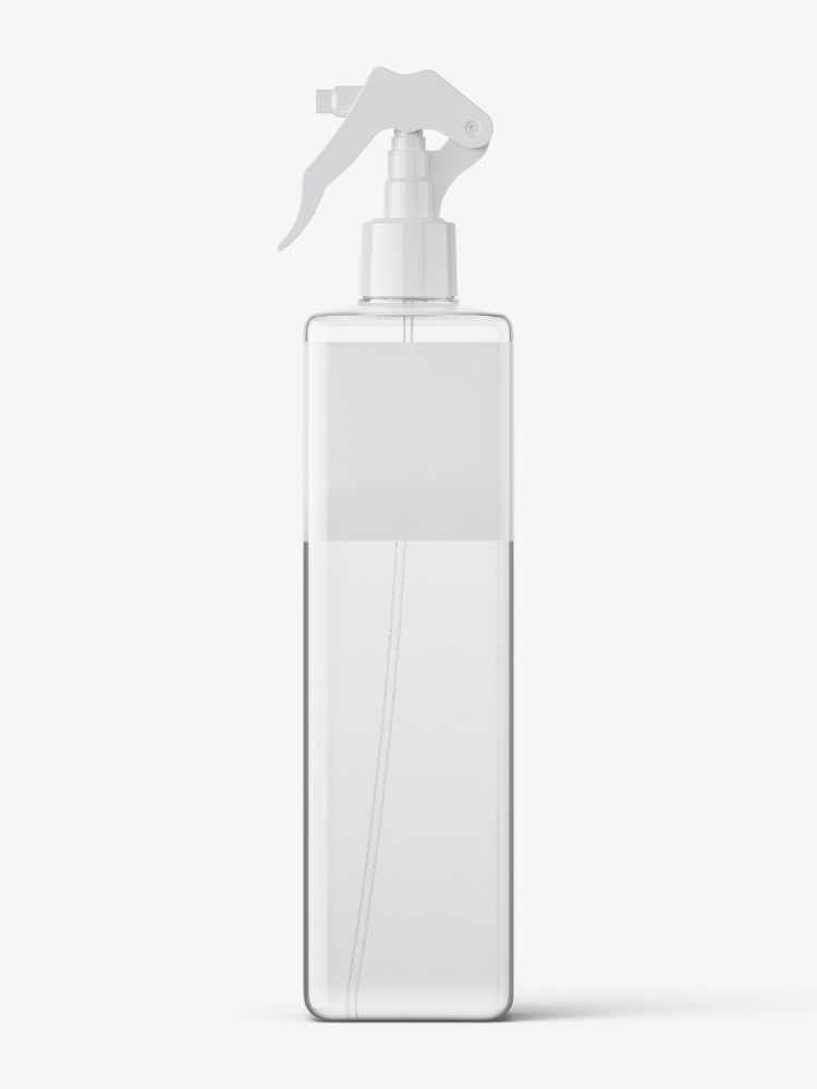 Square bottle with trigger spray mockup / two-phase liquid