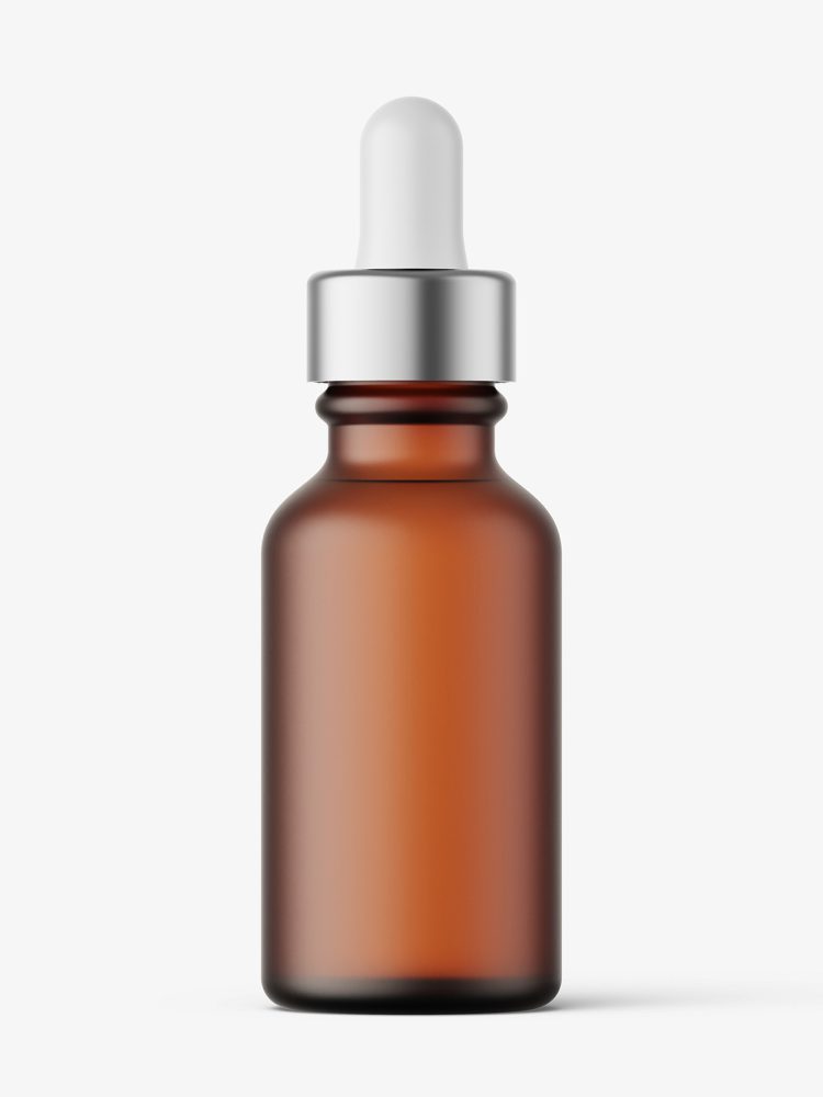 Amber frosted dropper bottle mockup