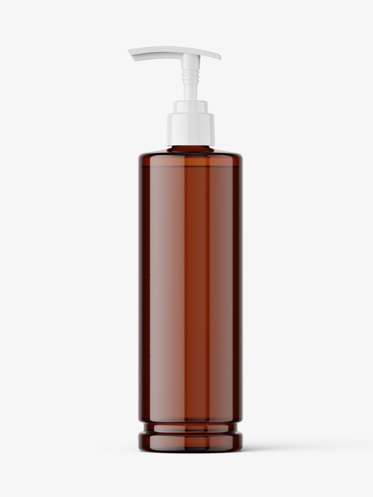 Cosmetic pump bottle mockup / amber