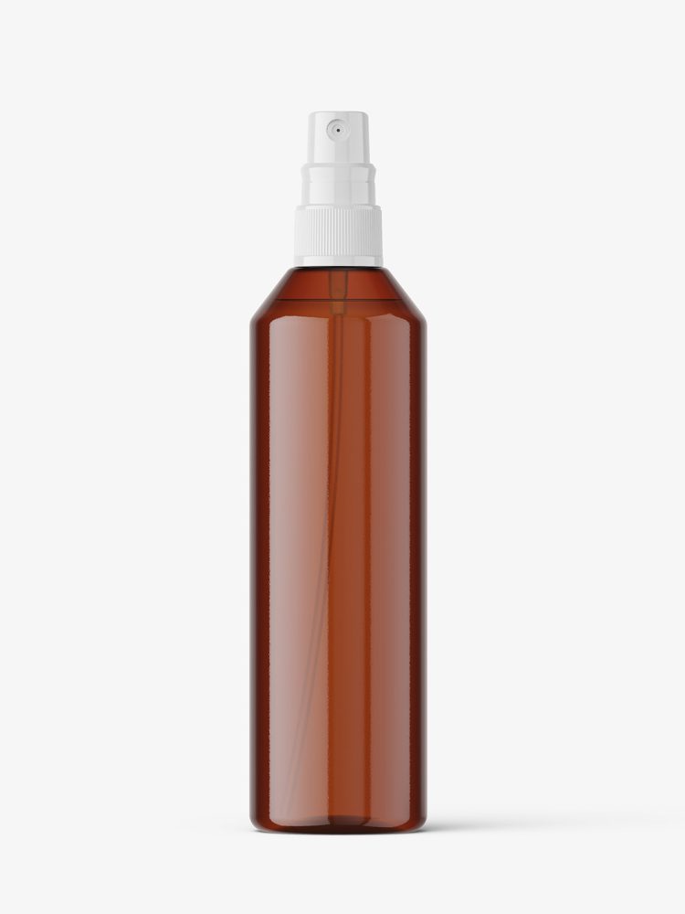 Amber spray bottle mockup
