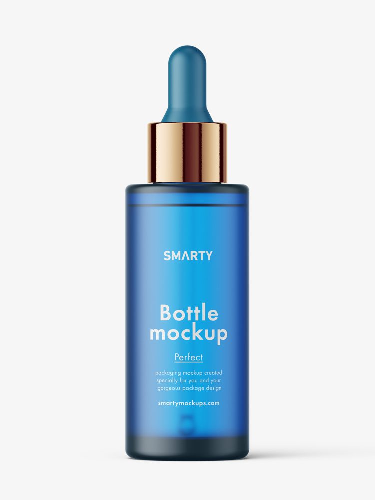 Blue frosted dropper bottle mockup