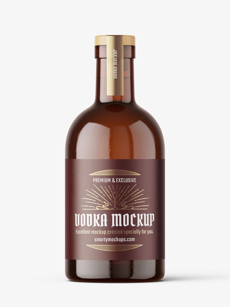 Brown vodka bottle mockup