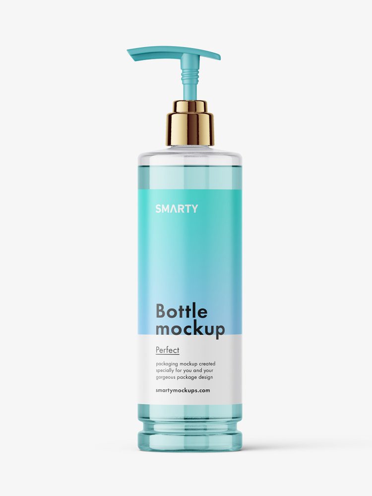 Cosmetic pump bottle mockup / clear