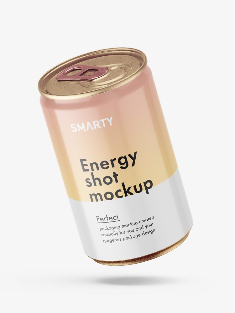 Energy shot can mockup / glossy