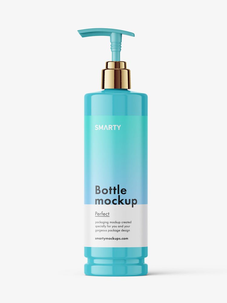 Cosmetic pump bottle mockup / glossy