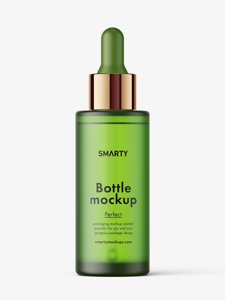 Green frosted dropper bottle mockup