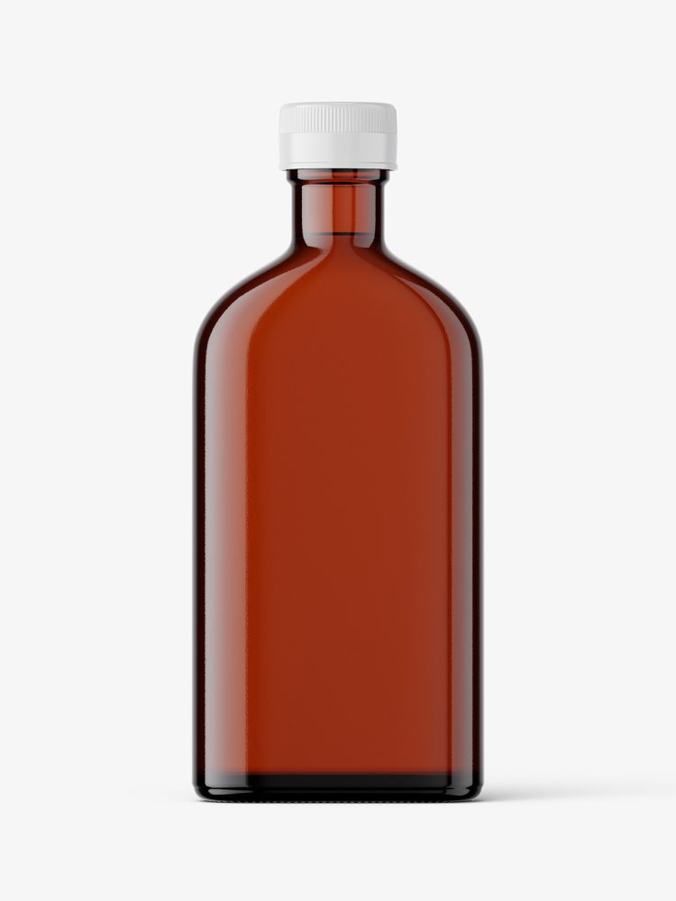 Amber flat bottle mockup