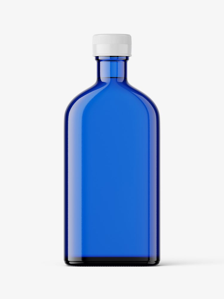 Blue flat bottle mockup