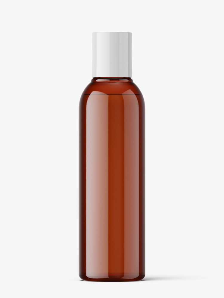 Bottle with disctop mockup / amber