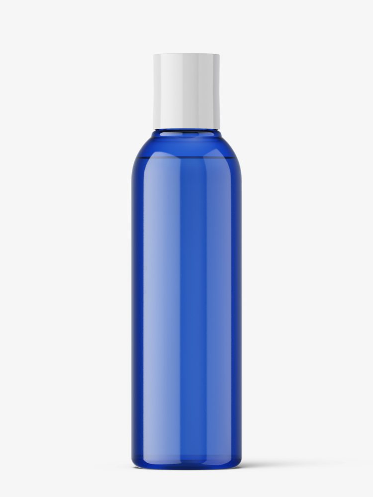 Bottle with disctop mockup / blue