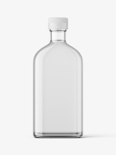 Clear flat bottle mockup