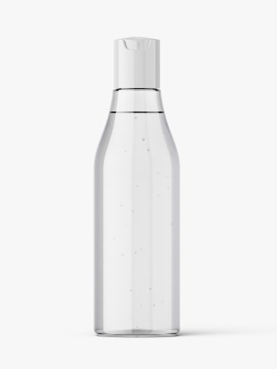 Curved bottle with disctop mockup / clear