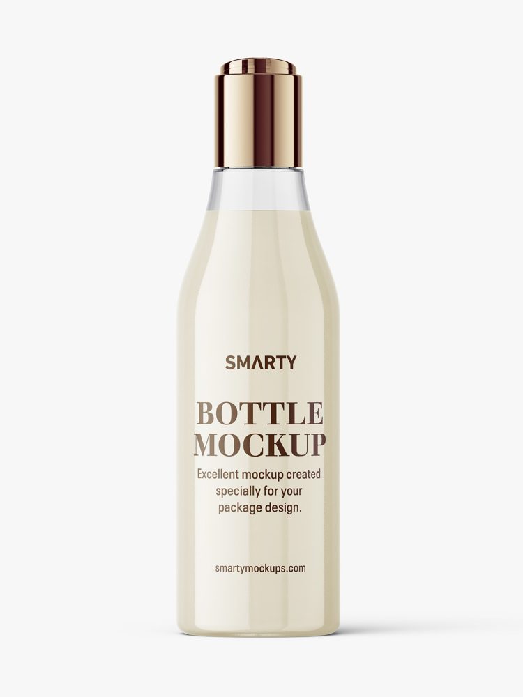 Curved bottle with disctop mockup / cream