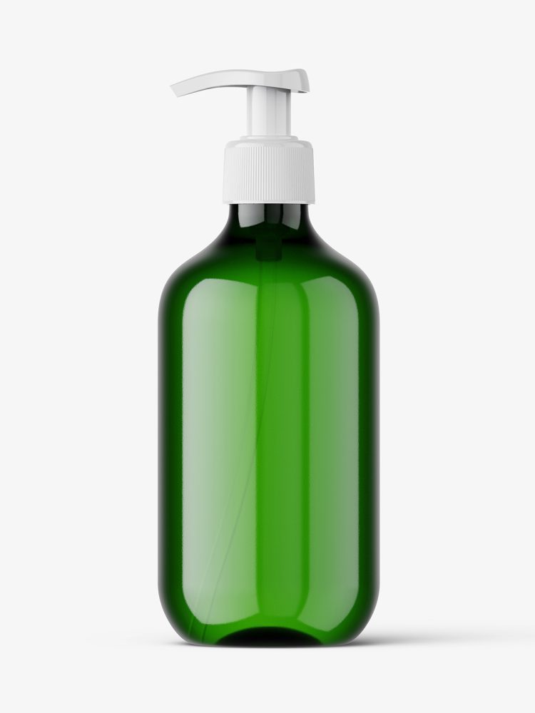 Green pump bottle mockup