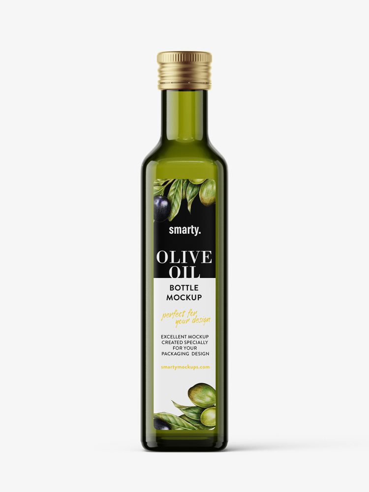 Green oil bottle mockup