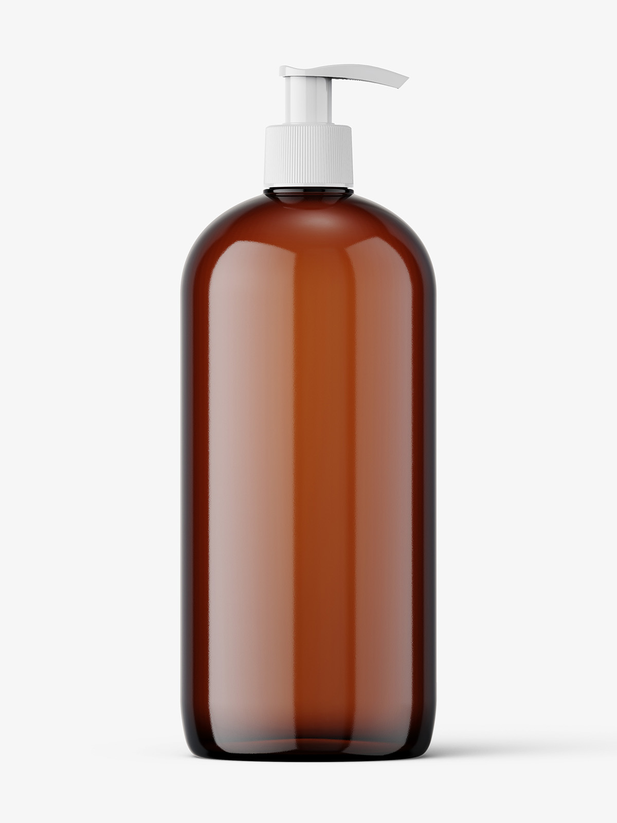 Cosmetic bottle with pump dispenser mockup / amber - Smarty Mockups
