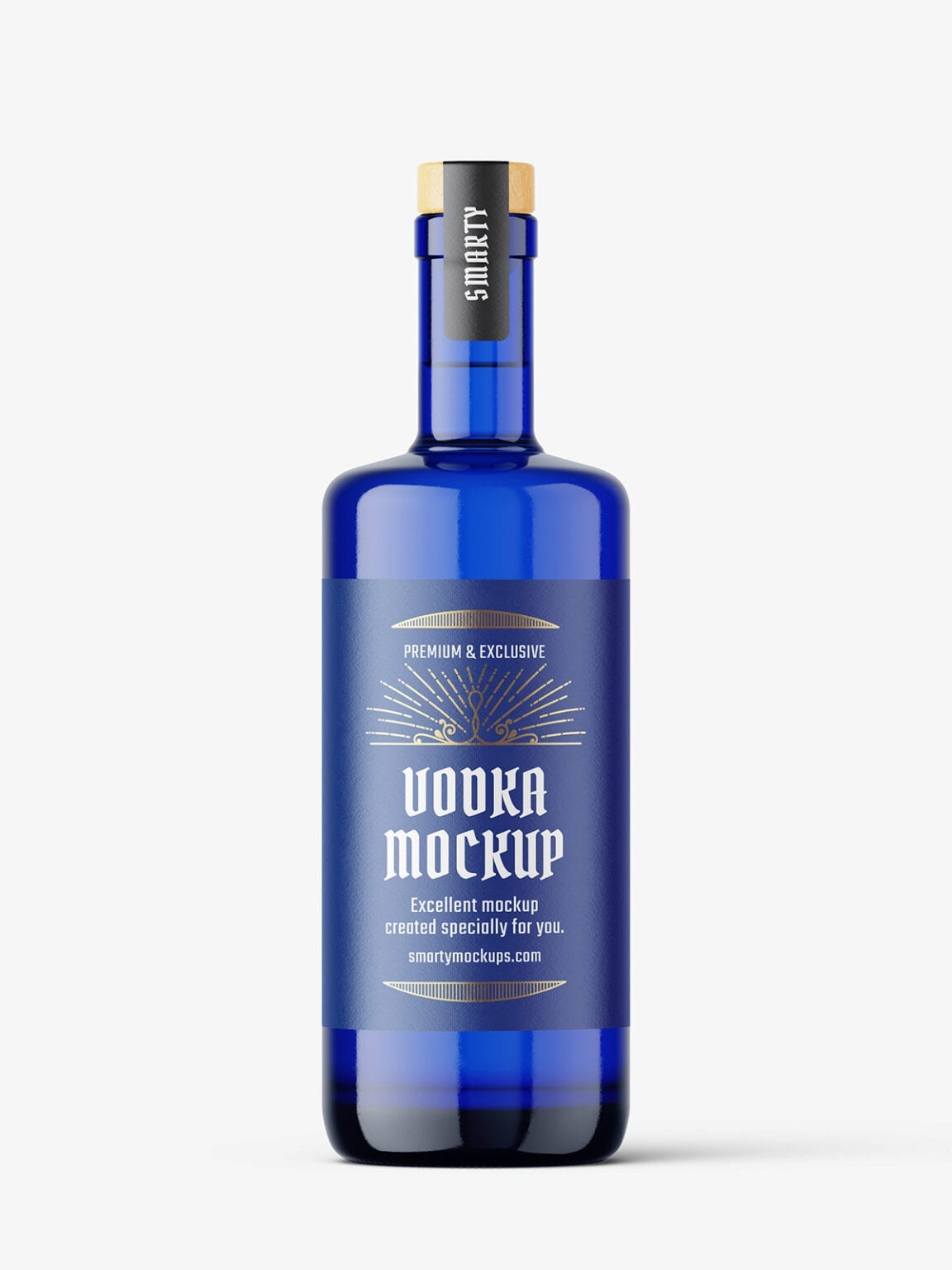 Blue gin bottle mockup - Smarty Mockups