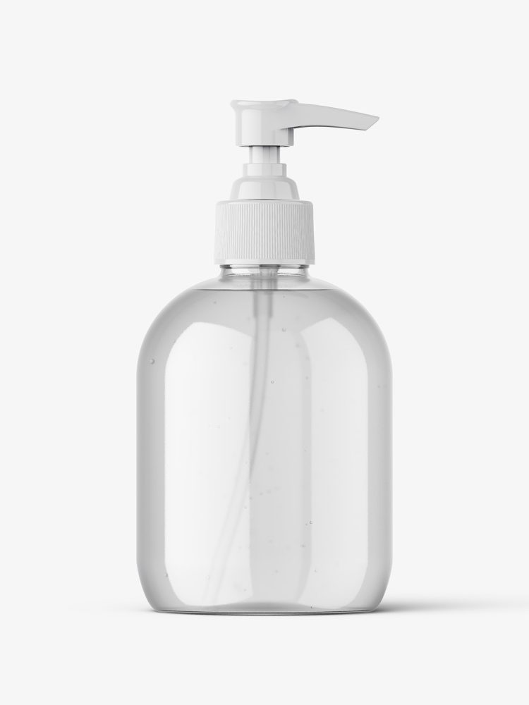Clear bottle with pump dispenser mockup