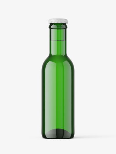 Green glass bottle mockup