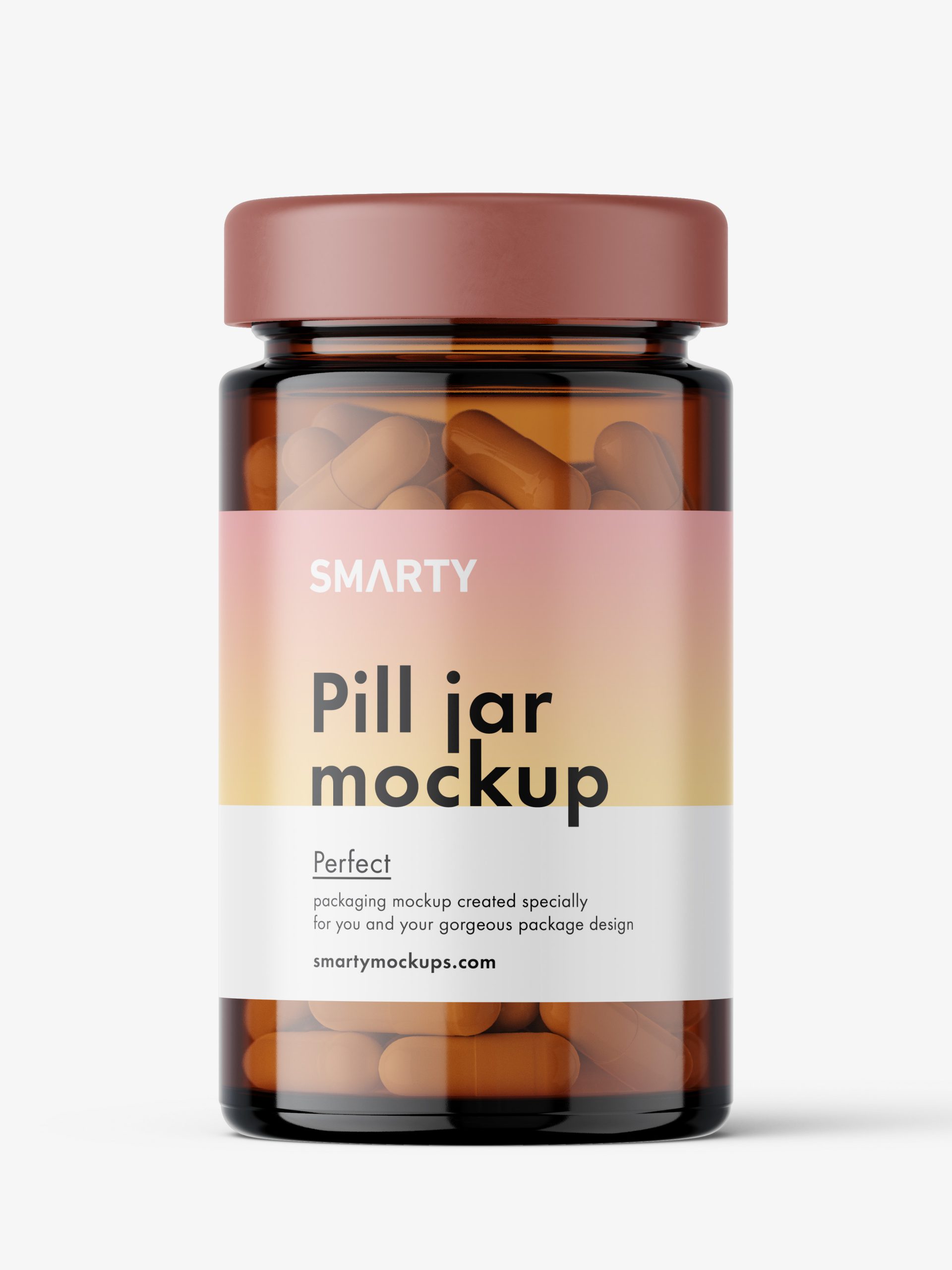 Download Glass Jar With Capsules Mockup Amber Smarty Mockups