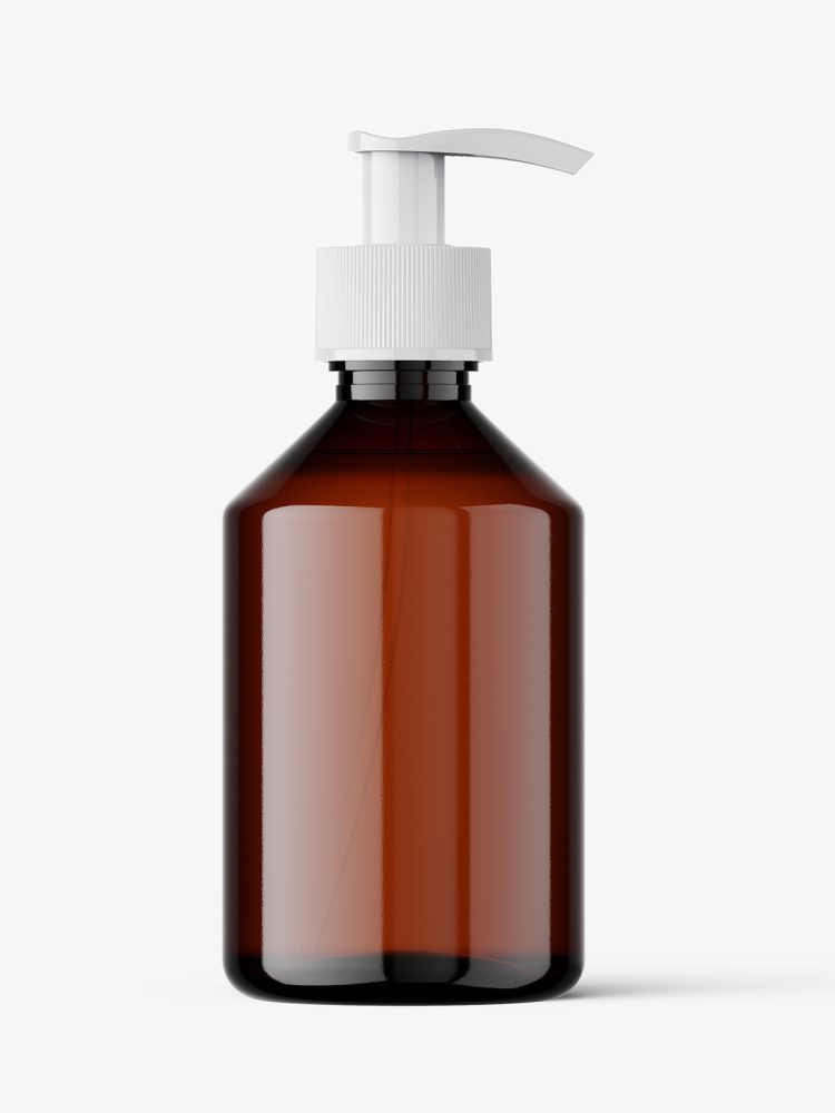 Amber pump bottle mockup / 250 ml