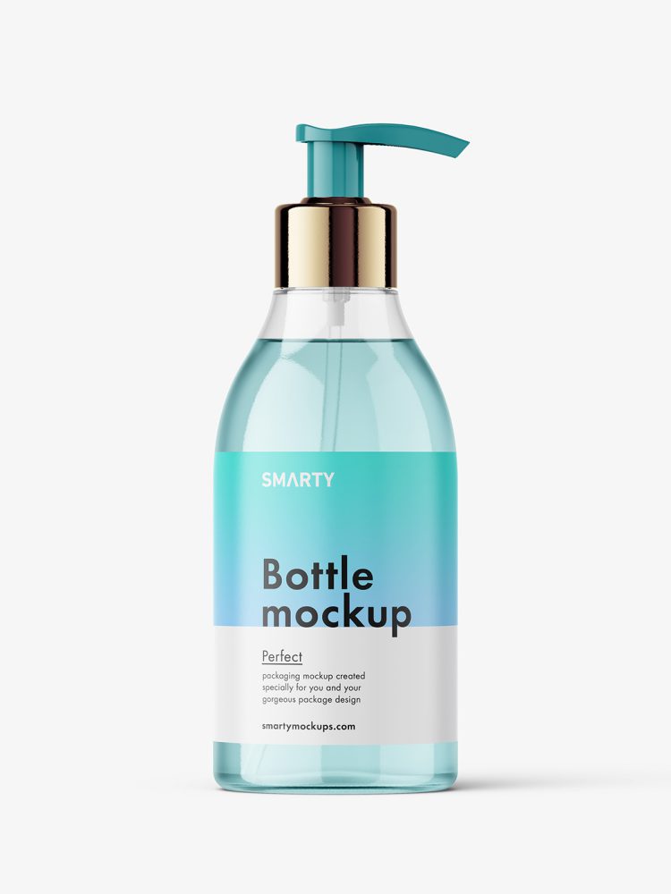 Clear bottle with pump mockup
