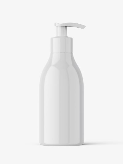 Glossy bottle with pump mockup