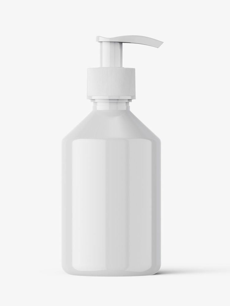 Glossy pump bottle mockup / 250 ml