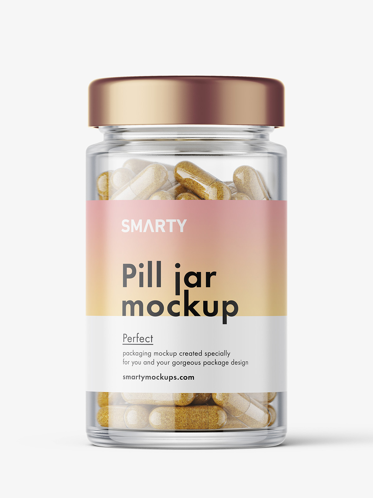 Download Glass jar with herbal capsules mockup - Smarty Mockups