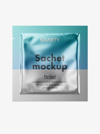 Download Metallic square sachet mockup - Smarty Mockups