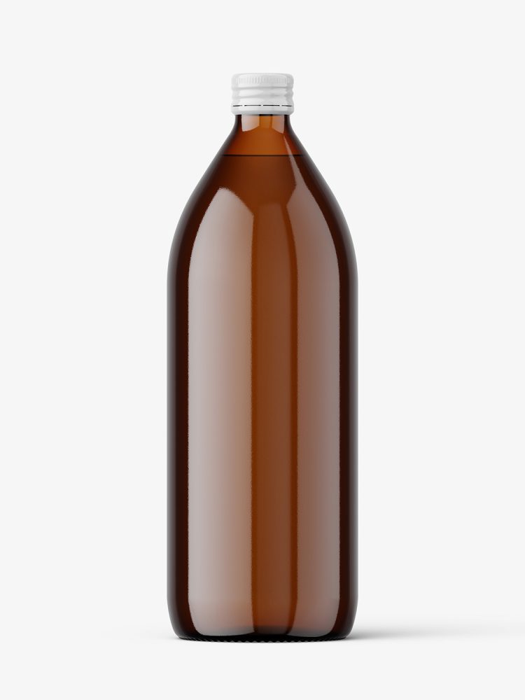 1000 ml pharmacy bottle mockup / amber
