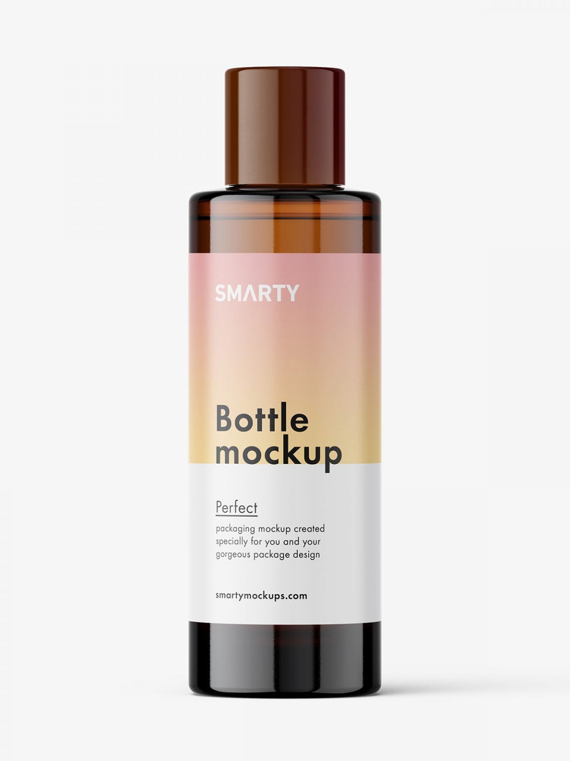 Amber cosmetic bottle with wooden cap - Smarty Mockups