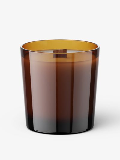 Candle with wooden wick mockup / amber