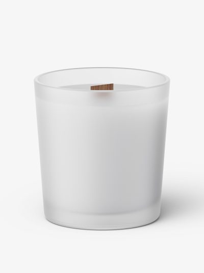 Candle with wooden wick mockup / frosted