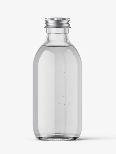 Clear bottle with silver lid mockup