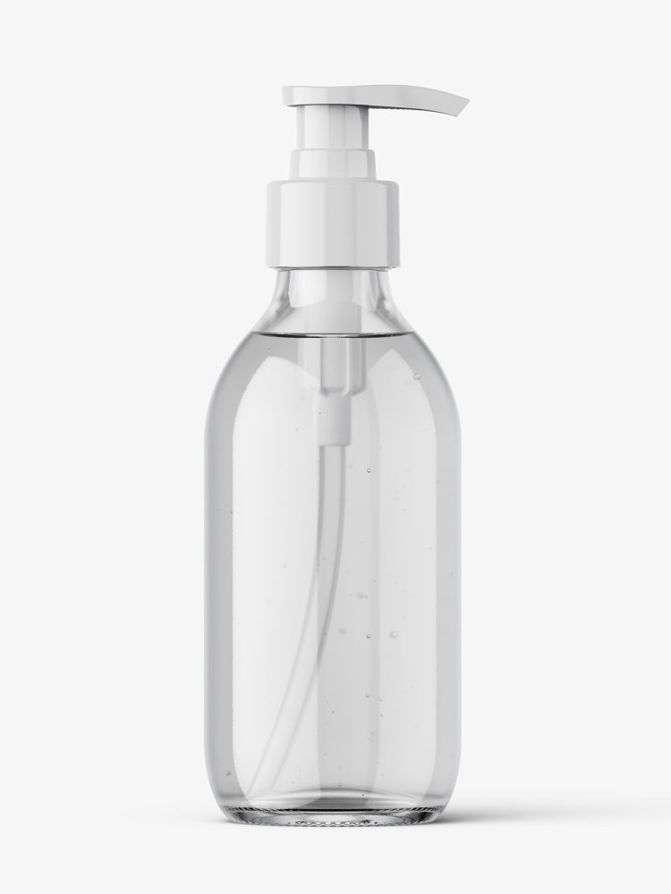 Clear bottle with pump mockup