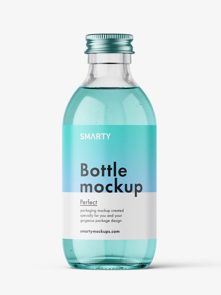 Clear bottle with silver lid mockup