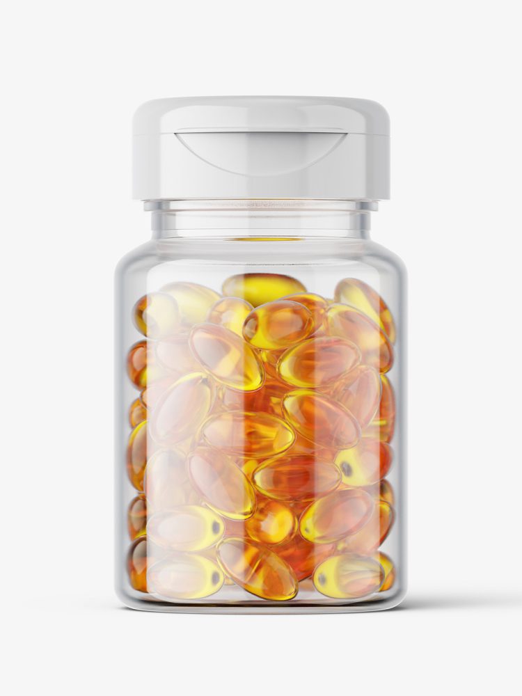 Jar with fish oil capsules mockup