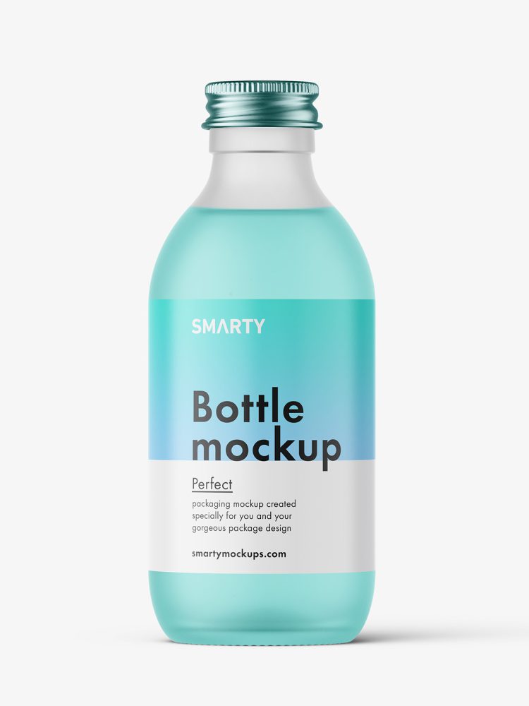 Frosted bottle with silver lid mockup