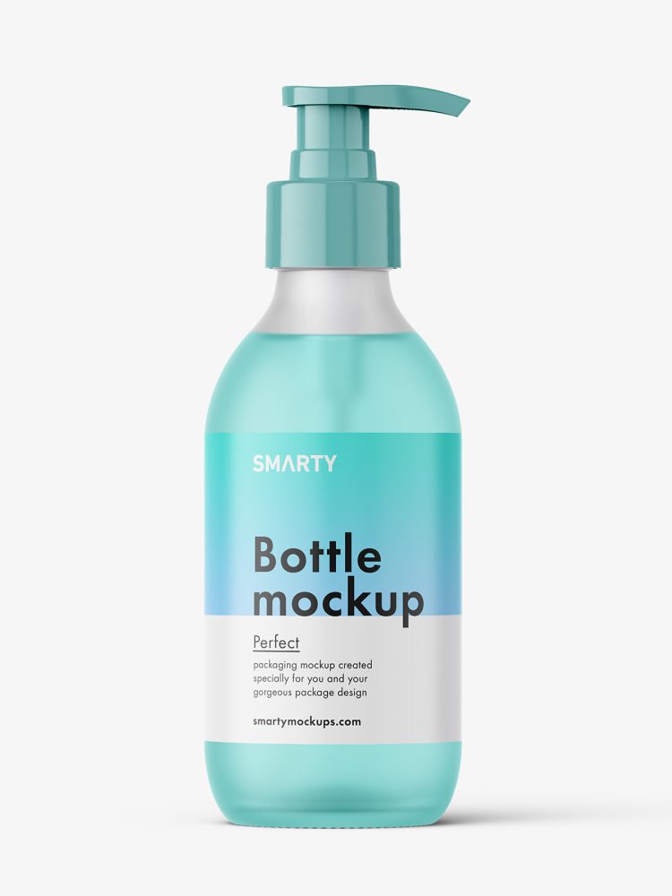 Frosted bottle with pump mockup