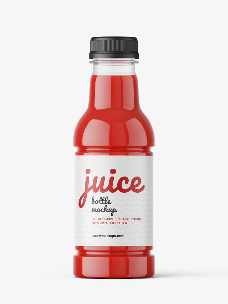 Red juice bottle mockup