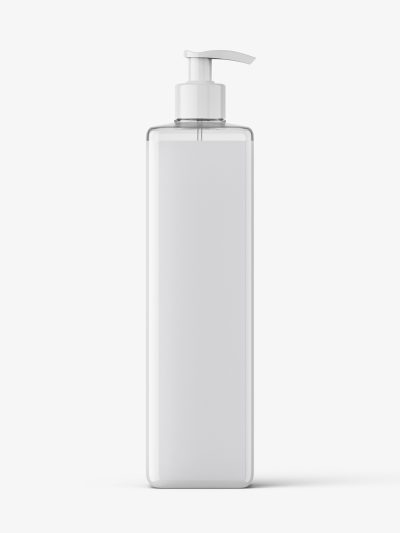 Square bottle with pump mockup / cream