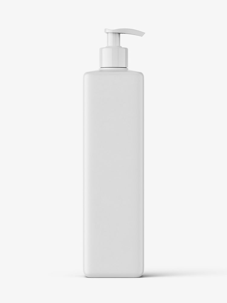 Square bottle with pump mockup / matt