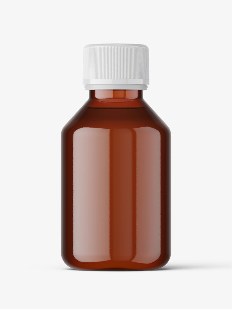 Amber syrup bottle mockup